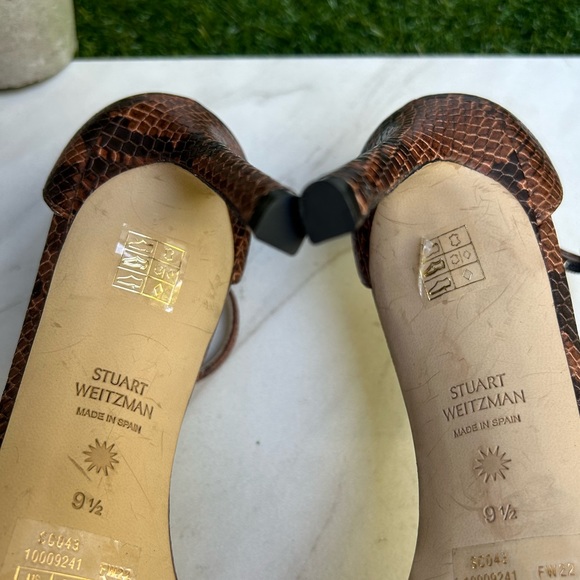 Stuart Weitzman Amelina 95 Snake-Embossed Leather Sandal Size 9.5 - Picture 7 of 12